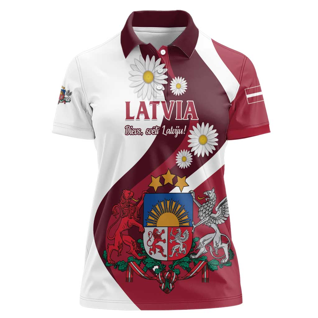 Personalized Latvia Women Polo Shirt Dievs sveti Latviju - Wonder Print Shop