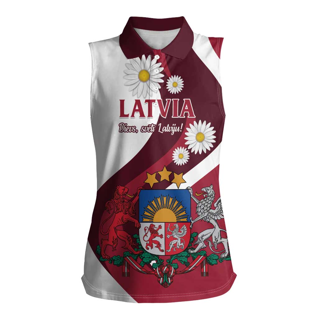 Personalized Latvia Women Sleeveless Polo Shirt Dievs sveti Latviju - Wonder Print Shop