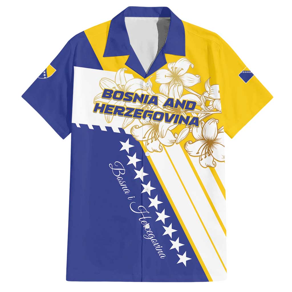 Personalized Bosnia and Herzegovina Hawaiian Shirt Stars With Golden Lily