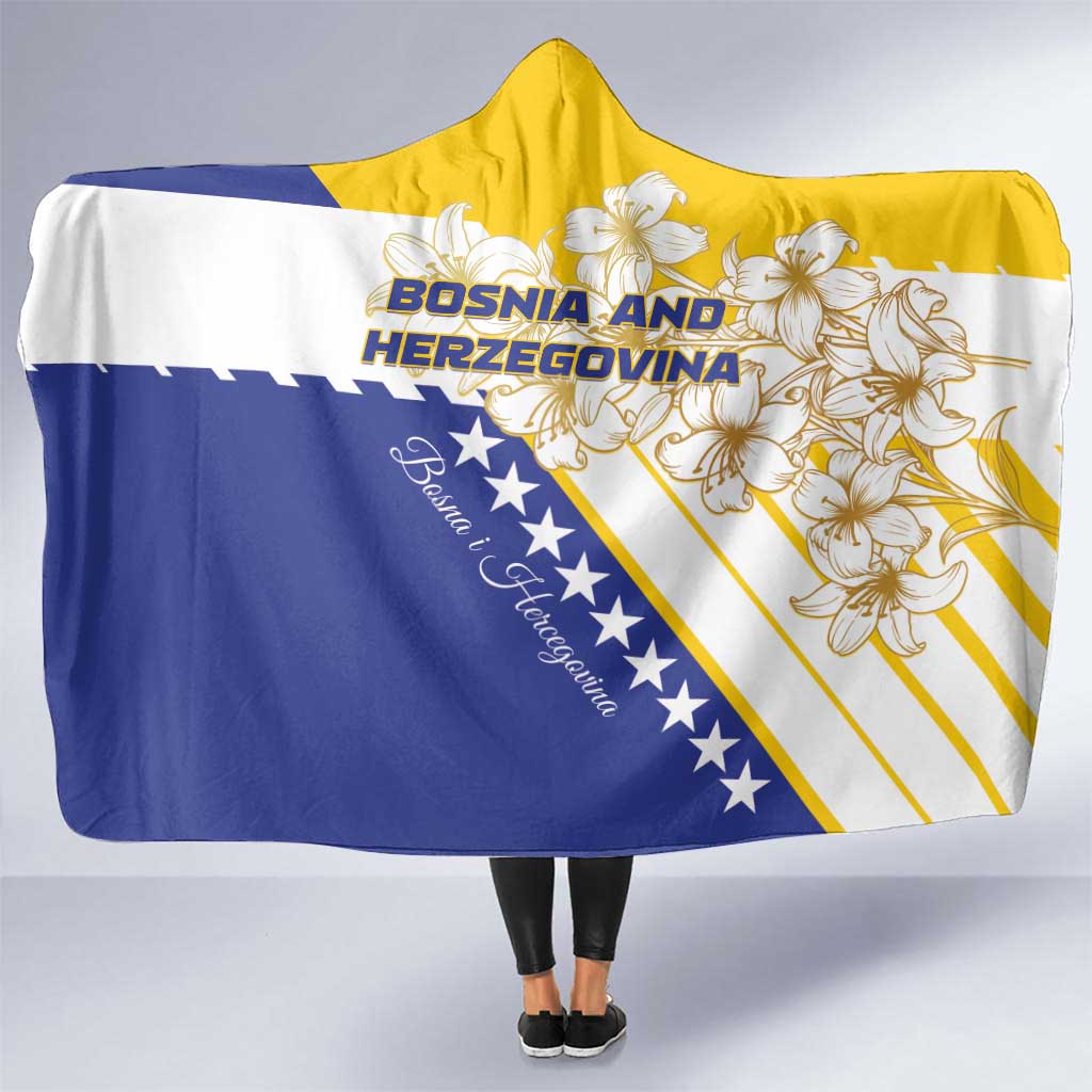 Bosnia and Herzegovina Hooded Blanket Stars With Golden Lily