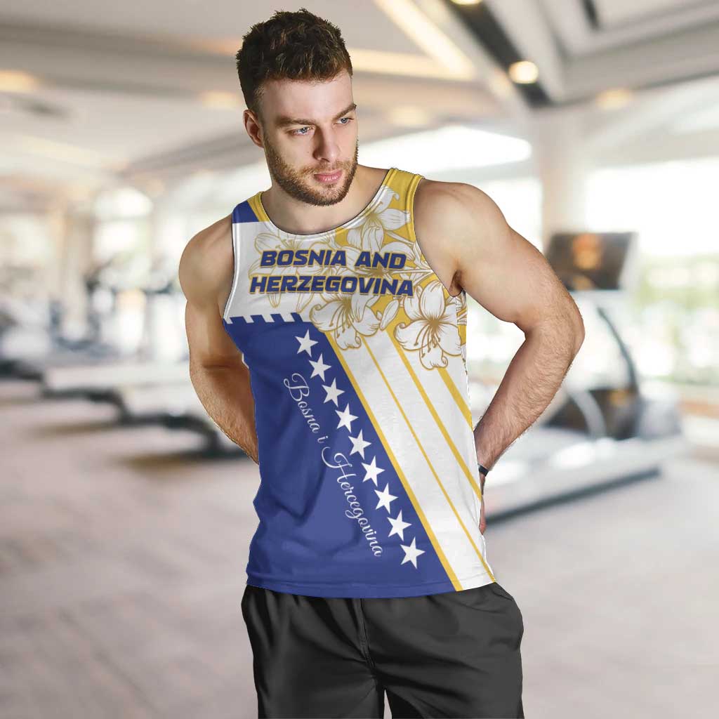 Personalized Bosnia and Herzegovina Men Tank Top Stars With Golden Lily - Wonder Print Shop