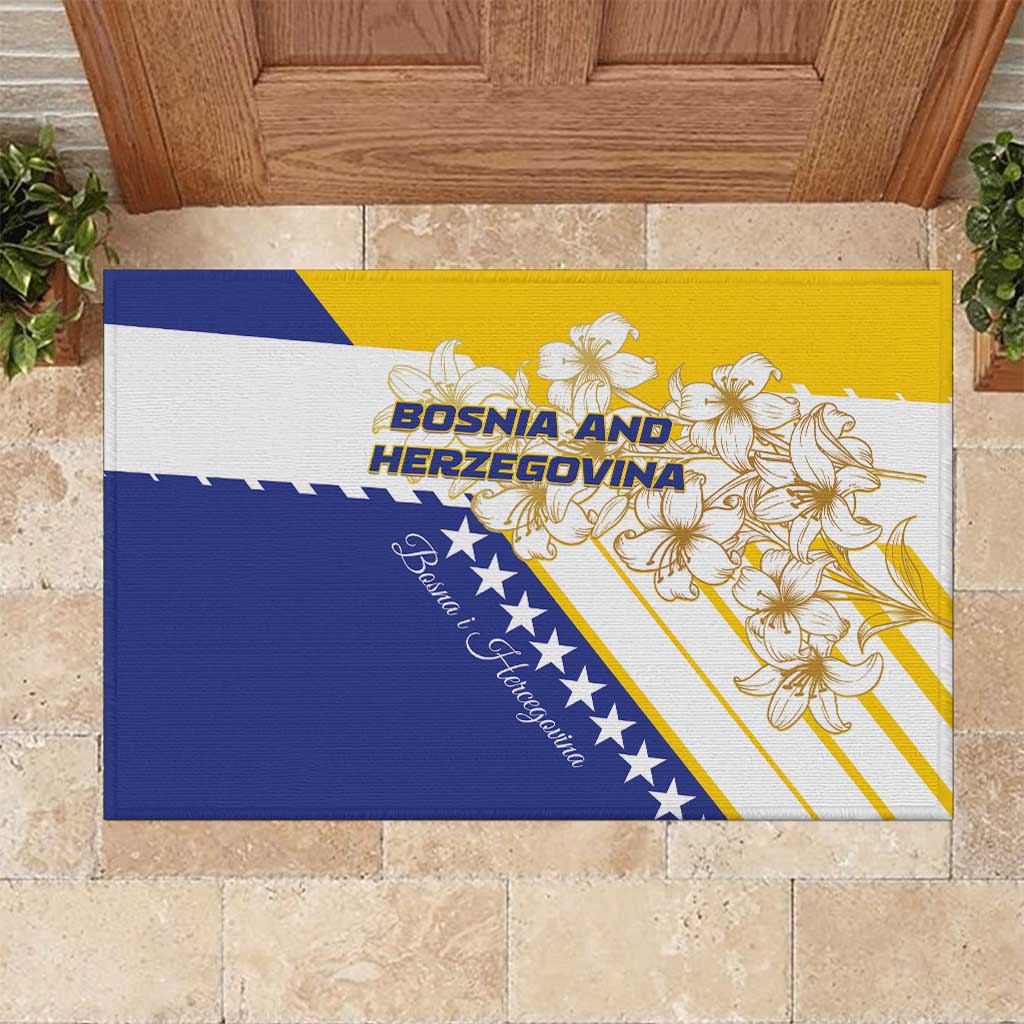 Bosnia and Herzegovina Rubber Doormat Stars With Golden Lily