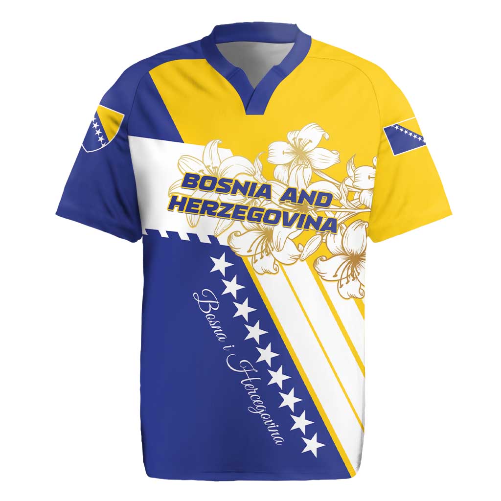 Personalized Bosnia and Herzegovina Rugby Jersey Stars With Golden Lily