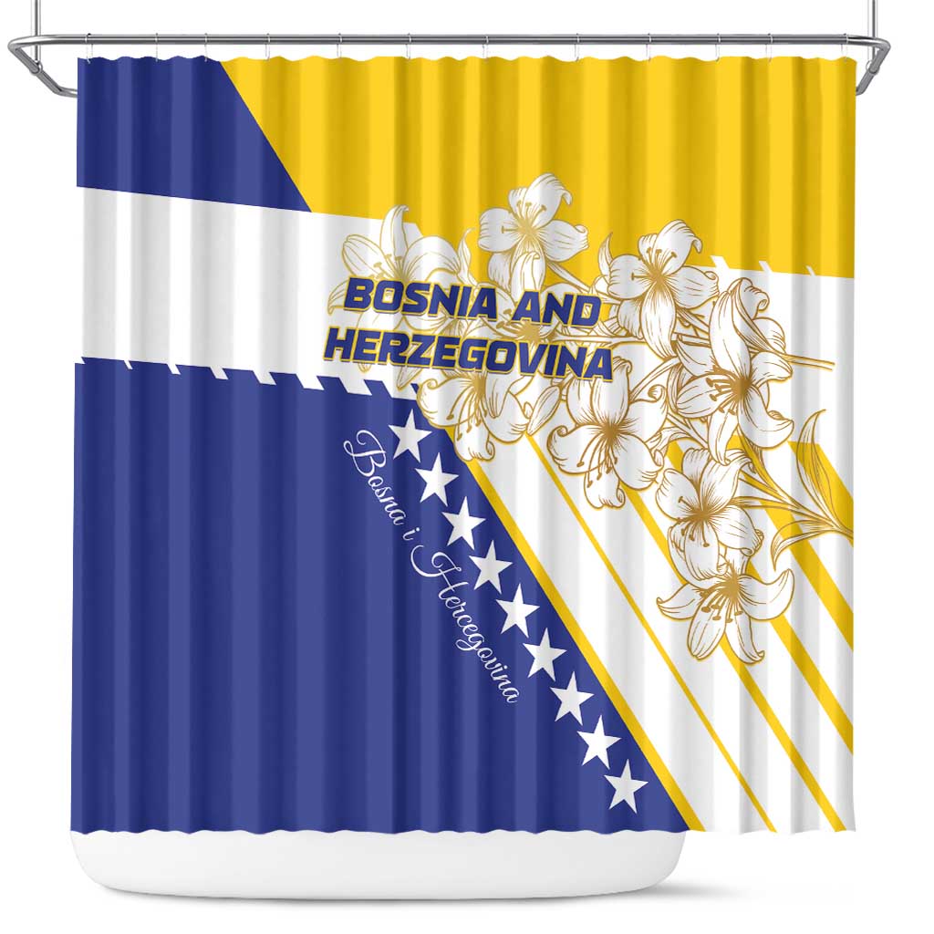 Bosnia and Herzegovina Shower Curtain Stars With Golden Lily