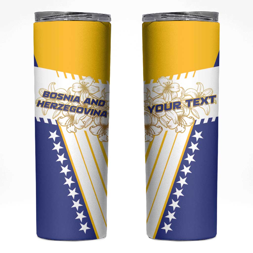 Personalized Bosnia and Herzegovina Skinny Tumbler Stars With Golden Lily