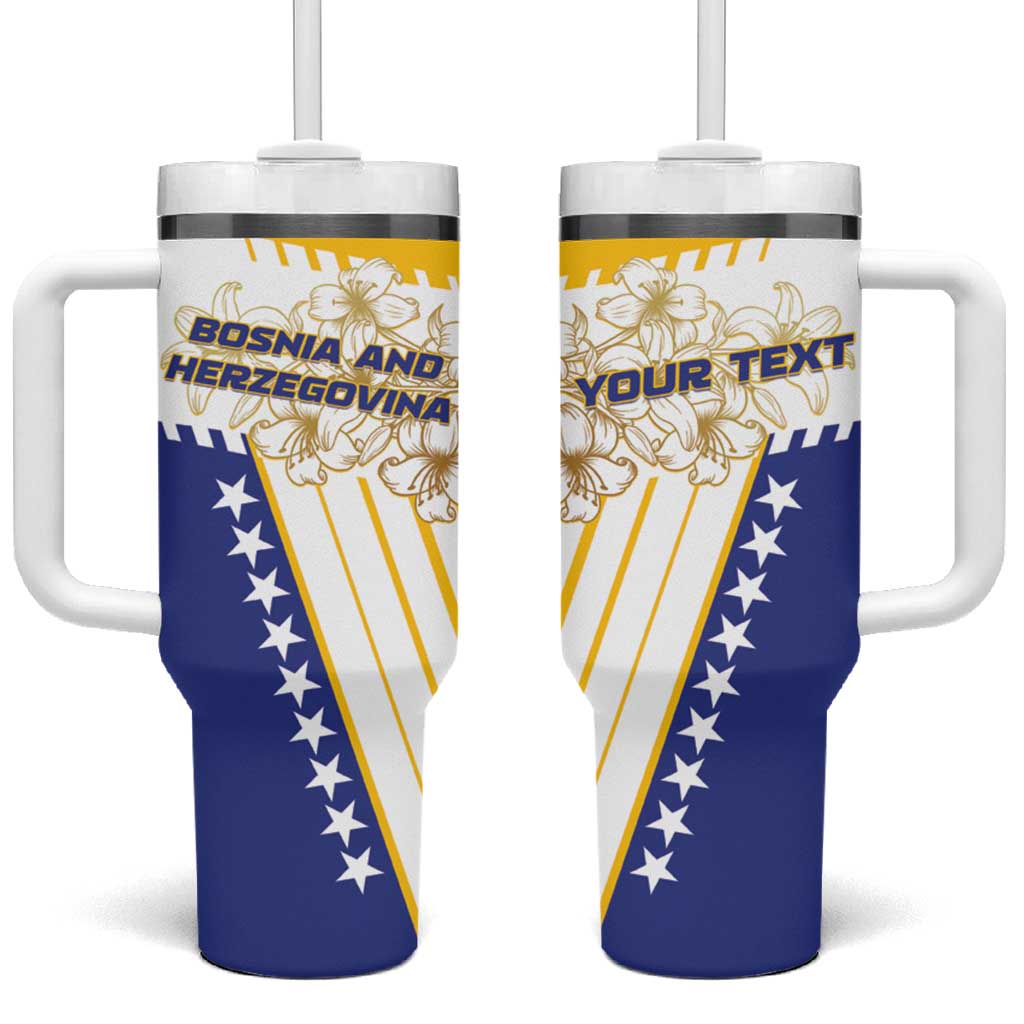 Personalized Bosnia and Herzegovina Tumbler With Handle Stars With Golden Lily