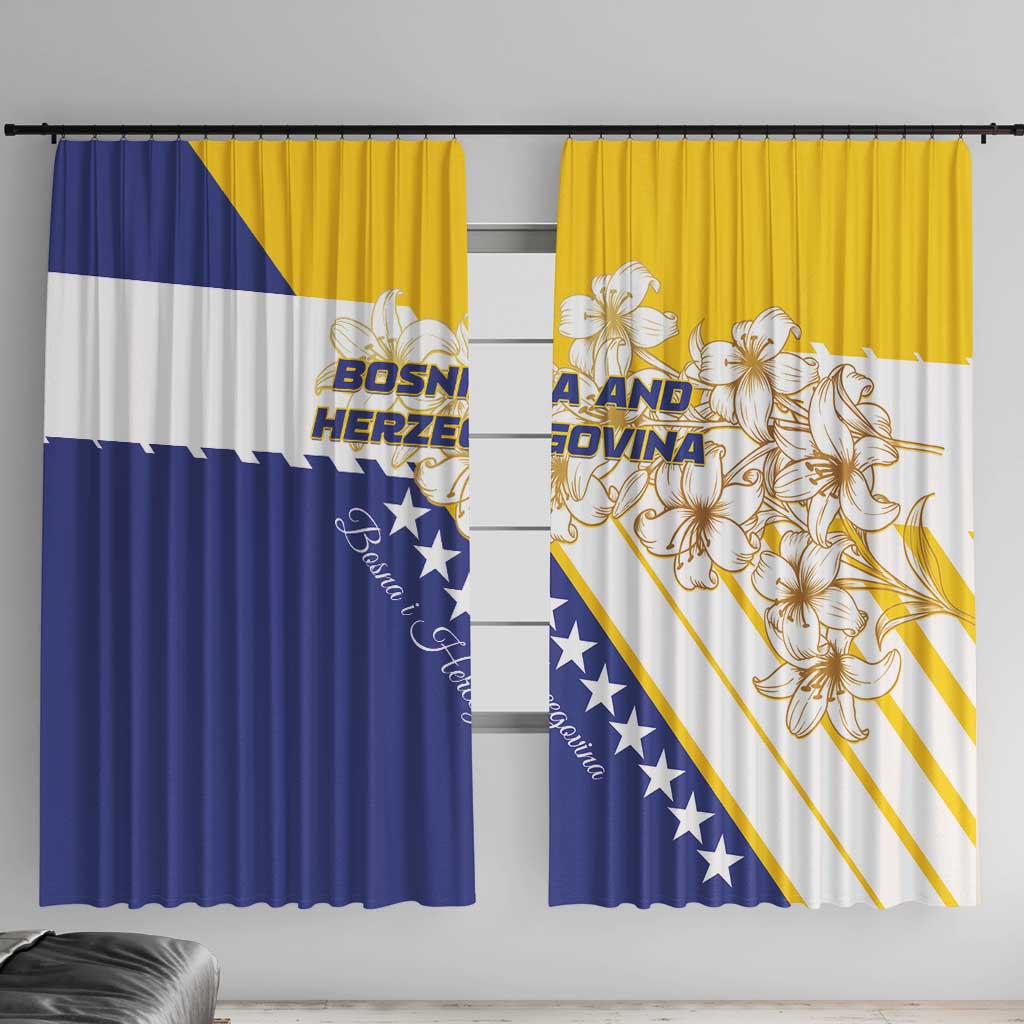 Bosnia and Herzegovina Window Curtain Stars With Golden Lily