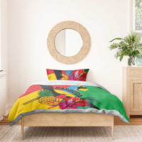 Tropical single-bed bedding set with duvet and pillow featuring toucan, pineapple, and BARBUDA