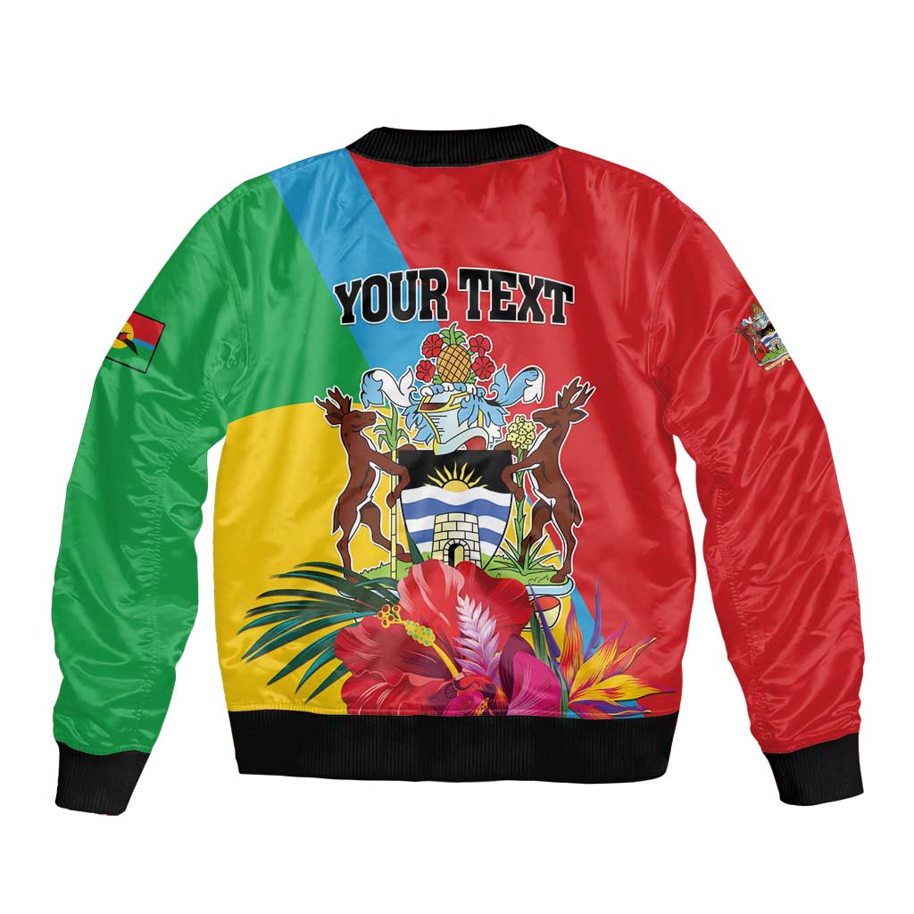 Barbuda bomber jacket with zip front, crest and tropical flowers graphics, ribbed cuffs