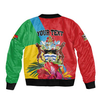Barbuda bomber jacket with zip front, crest and tropical flowers graphics, ribbed cuffs