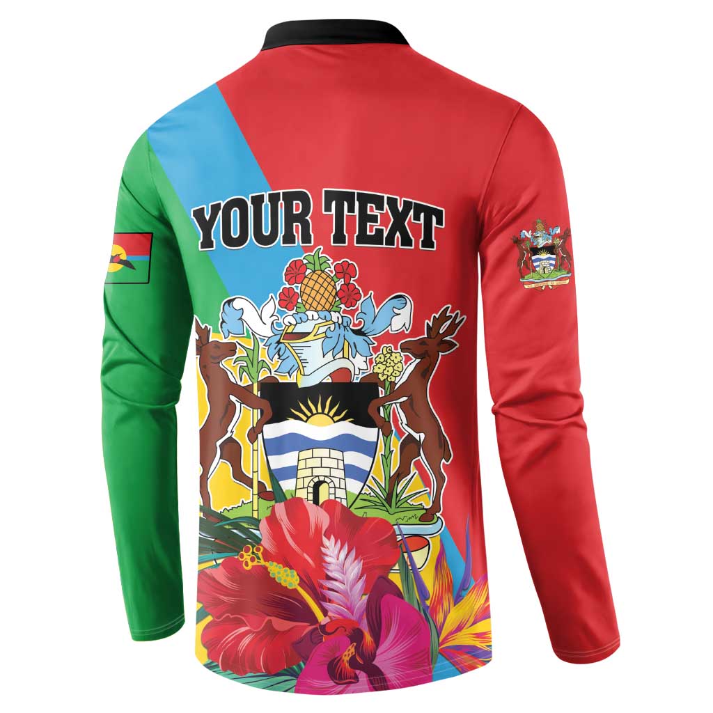 Colorful button sweatshirt back with YOUR TEXT print, tropical scene and birds