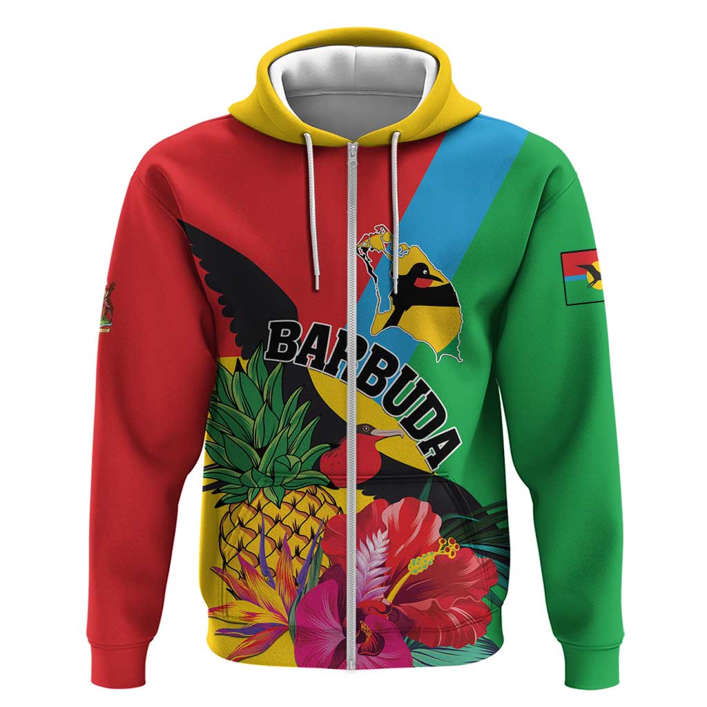 Personalised Barbuda Zip Hoodie Frigate Bird Tropical Style - Wonder Print Shop