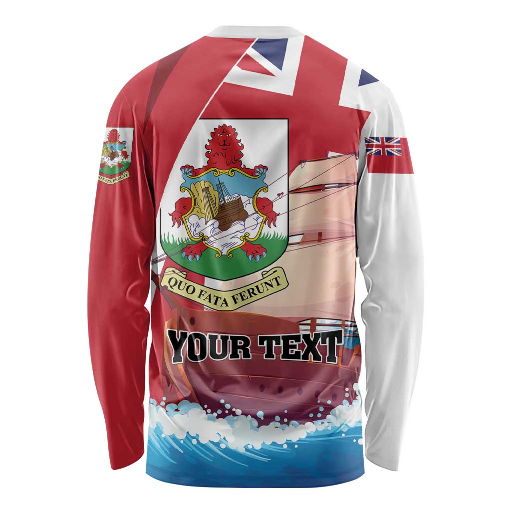 Personalized long sleeve shirt in red, white, and blue with crest and YOUR TEXT