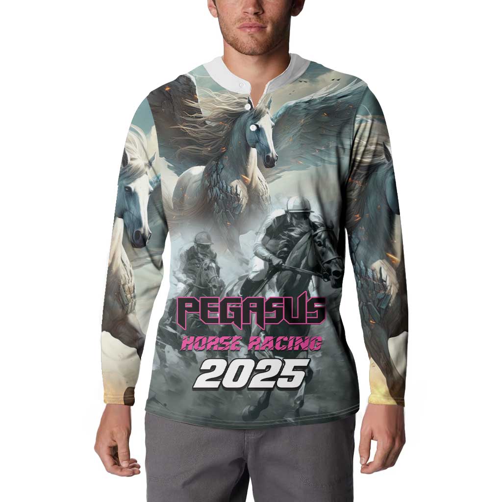 Pegasus horse racing 2025 henley sweatshirt with full front pegasus and rider print