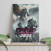 Pegasus horse racing 2025 canvas wall art, Pegasus over riders with magenta logo text