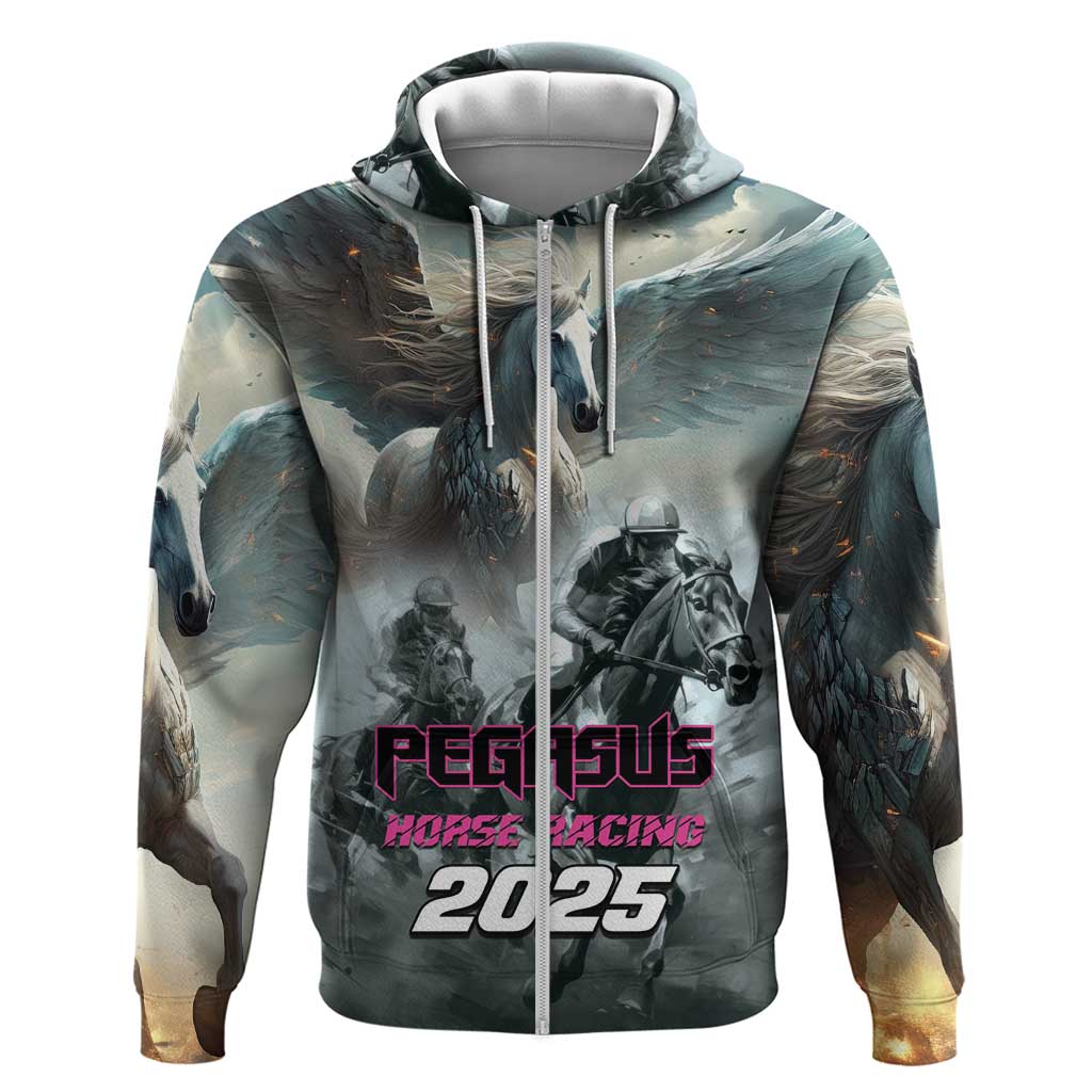 Personalized Pegasus Horse Racing 2025 Zip Hoodie Soar to Victory - Wonder Print Shop