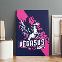 Pegasus canvas wall art in dark blue and pink with Pegasus 2025 logo
