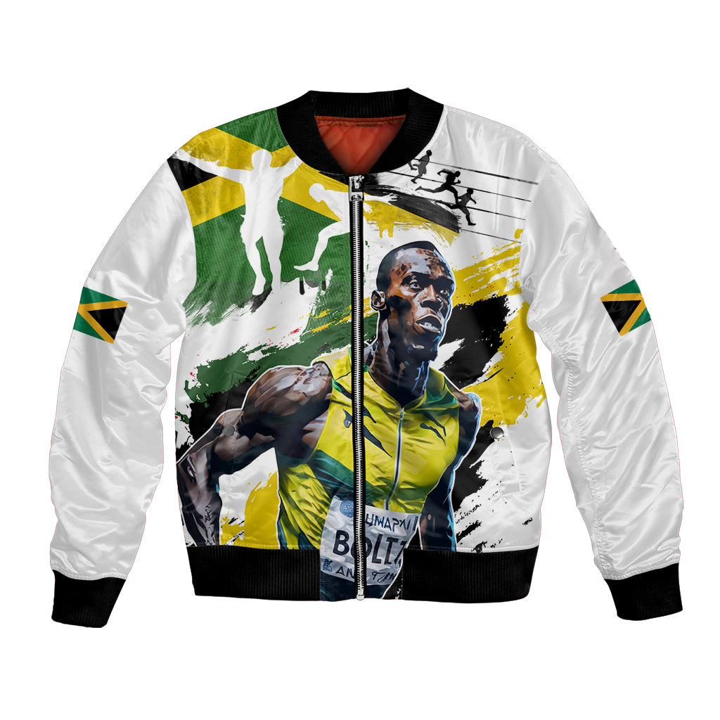 Jamaica Bomber Jacket Proud to be Lightning Bolt - Wonder Print Shop