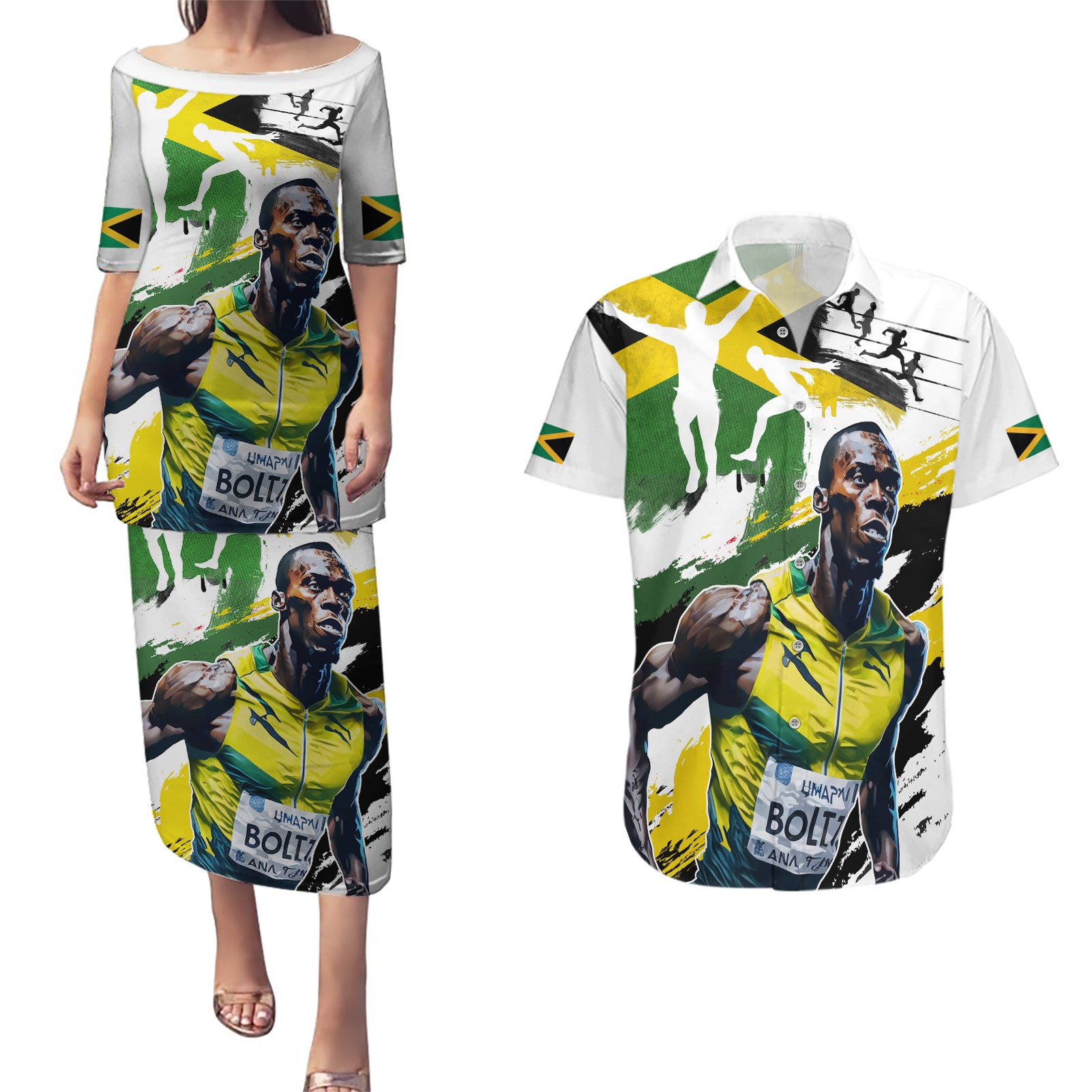 Jamaica Couples Matching Puletasi and Hawaiian Shirt Proud to be Lightning Bolt - Wonder Print Shop