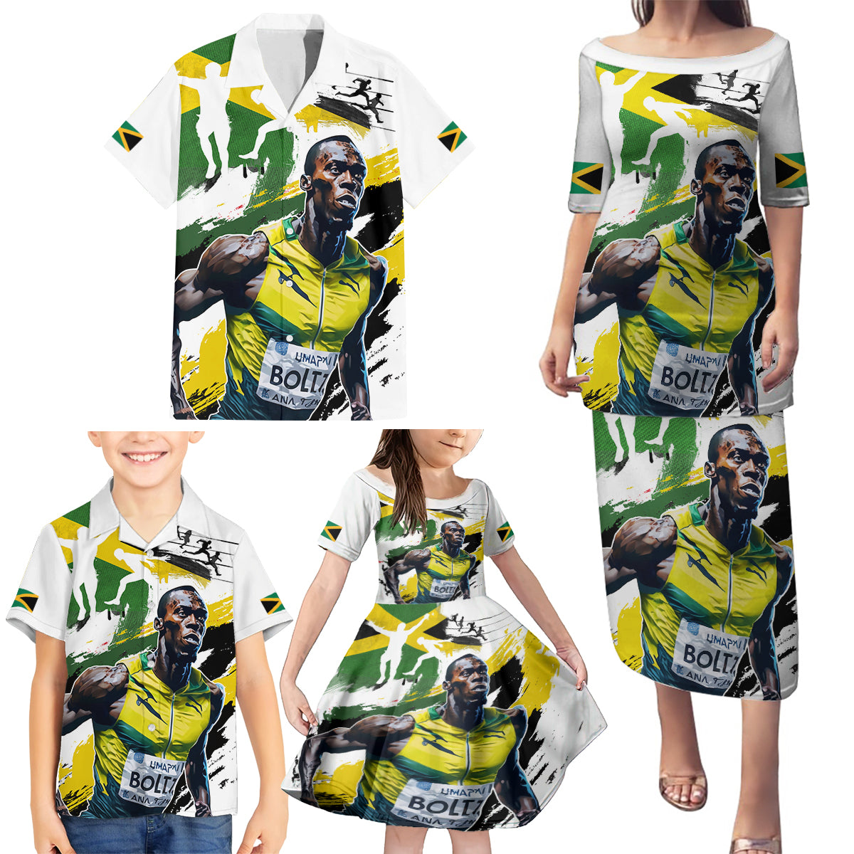 Jamaica Family Matching Puletasi and Hawaiian Shirt Proud to be Lightning Bolt - Wonder Print Shop