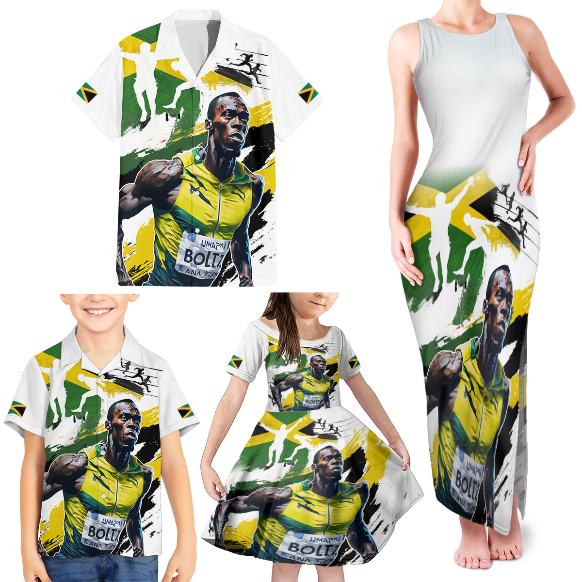 Jamaica Family Matching Tank Maxi Dress and Hawaiian Shirt Proud to be Lightning Bolt