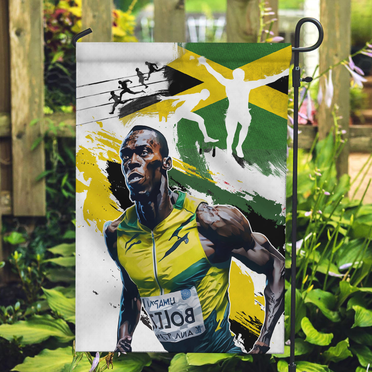 Jamaica Garden Flag Proud to be Lightning Bolt - Wonder Print Shop