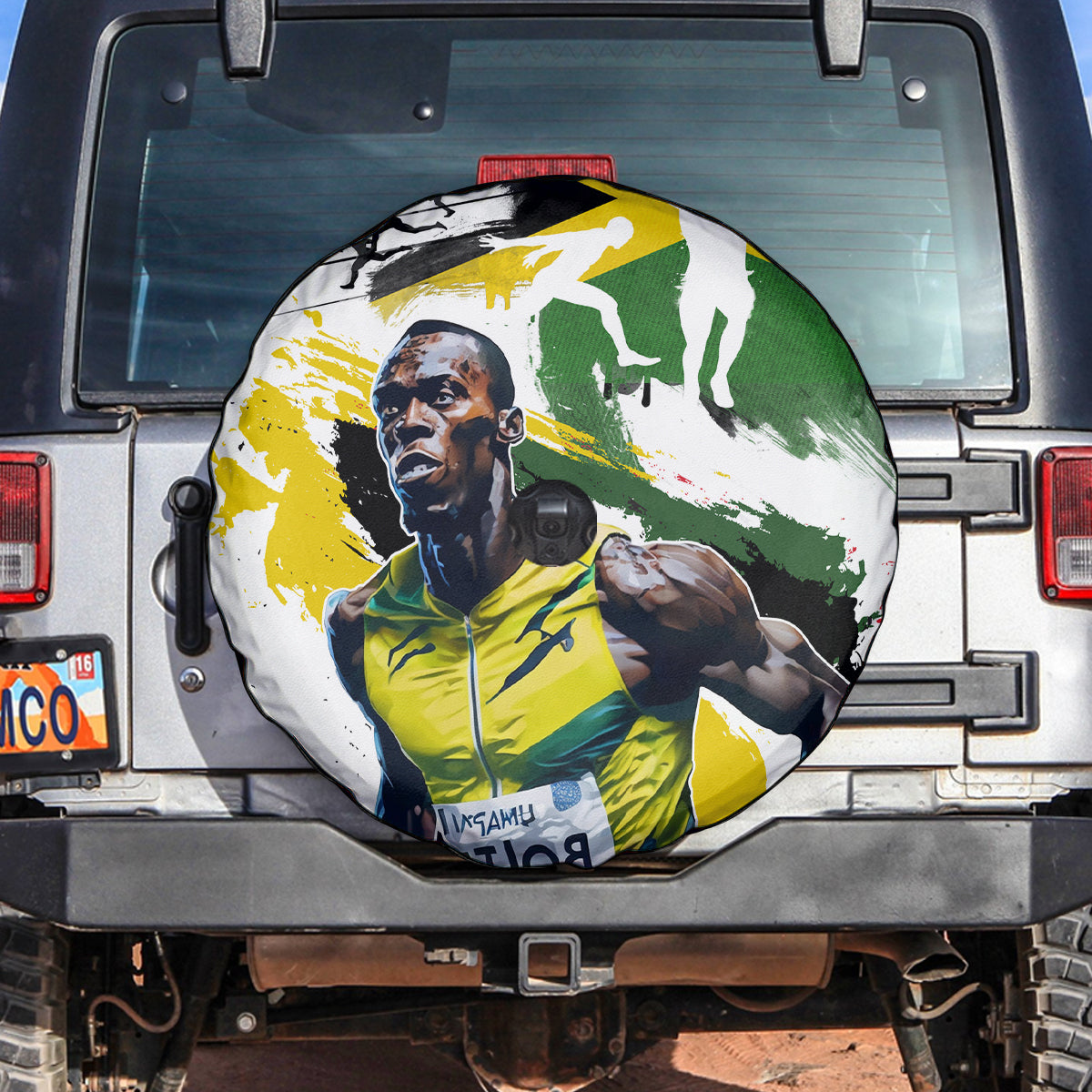 Jamaica Spare Tire Cover Proud to be Lightning Bolt