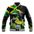 Jamaica Lightning Bolt Baseball Jacket Proud of Jumieka Splash Style Black Color - Wonder Print Shop