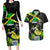 Jamaica Lightning Bolt Couples Matching Long Sleeve Bodycon Dress and Hawaiian Shirt Proud of Jumieka Splash Style Black Color - Wonder Print Shop