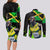 Jamaica Lightning Bolt Couples Matching Long Sleeve Bodycon Dress and Long Sleeve Button Shirt Proud of Jumieka Splash Style Black Color - Wonder Print Shop