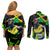 Jamaica Lightning Bolt Couples Matching Off Shoulder Short Dress and Long Sleeve Button Shirt Proud of Jumieka Splash Style Black Color - Wonder Print Shop