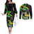 Jamaica Lightning Bolt Couples Matching Off The Shoulder Long Sleeve Dress and Long Sleeve Button Shirt Proud of Jumieka Splash Style Black Color