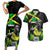 Jamaica Lightning Bolt Couples Matching Short Sleeve Bodycon Dress and Hawaiian Shirt Proud of Jumieka Splash Style Black Color - Wonder Print Shop