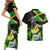 Jamaica Lightning Bolt Couples Matching Short Sleeve Bodycon Dress and Hawaiian Shirt Proud of Jumieka Splash Style Black Color - Wonder Print Shop