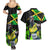 Jamaica Lightning Bolt Couples Matching Summer Maxi Dress and Hawaiian Shirt Proud of Jumieka Splash Style Black Color - Wonder Print Shop