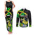 Jamaica Lightning Bolt Couples Matching Tank Maxi Dress and Long Sleeve Button Shirt Proud of Jumieka Splash Style Black Color - Wonder Print Shop