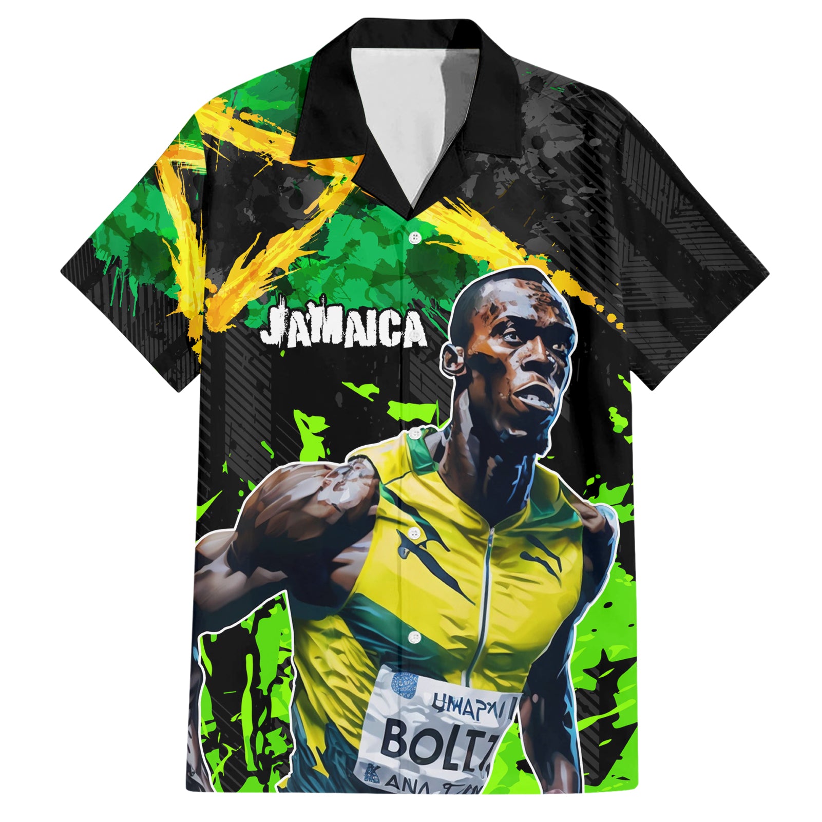 Jamaica Lightning Bolt Hawaiian Shirt Proud of Jumieka Splash Style Black Color