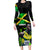 Jamaica Lightning Bolt Long Sleeve Bodycon Dress Proud of Jumieka Splash Style Black Color - Wonder Print Shop