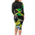 Jamaica Lightning Bolt Long Sleeve Bodycon Dress Proud of Jumieka Splash Style Black Color - Wonder Print Shop