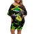 Jamaica Lightning Bolt Off Shoulder Short Dress Proud of Jumieka Splash Style Black Color