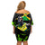 Jamaica Lightning Bolt Off Shoulder Short Dress Proud of Jumieka Splash Style Black Color