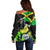 Jamaica Lightning Bolt Off Shoulder Sweater Proud of Jumieka Splash Style Black Color