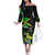 Jamaica Lightning Bolt Off The Shoulder Long Sleeve Dress Proud of Jumieka Splash Style Black Color