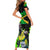 Jamaica Lightning Bolt Short Sleeve Bodycon Dress Proud of Jumieka Splash Style Black Color