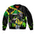 Jamaica Lightning Bolt Sleeve Zip Bomber Jacket Proud of Jumieka Splash Style Black Color