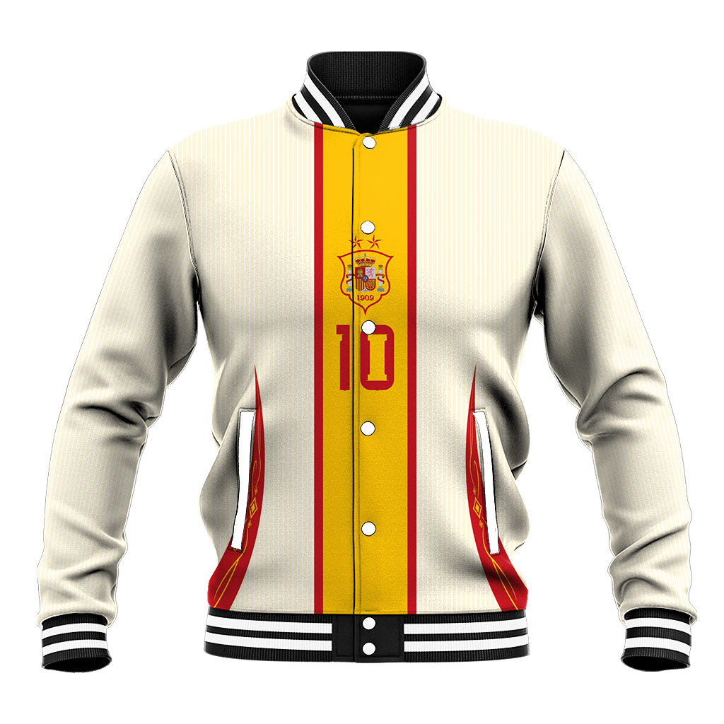 Custom Spain National Football Baseball Jacket Pinstripe Flag with Royal Crest