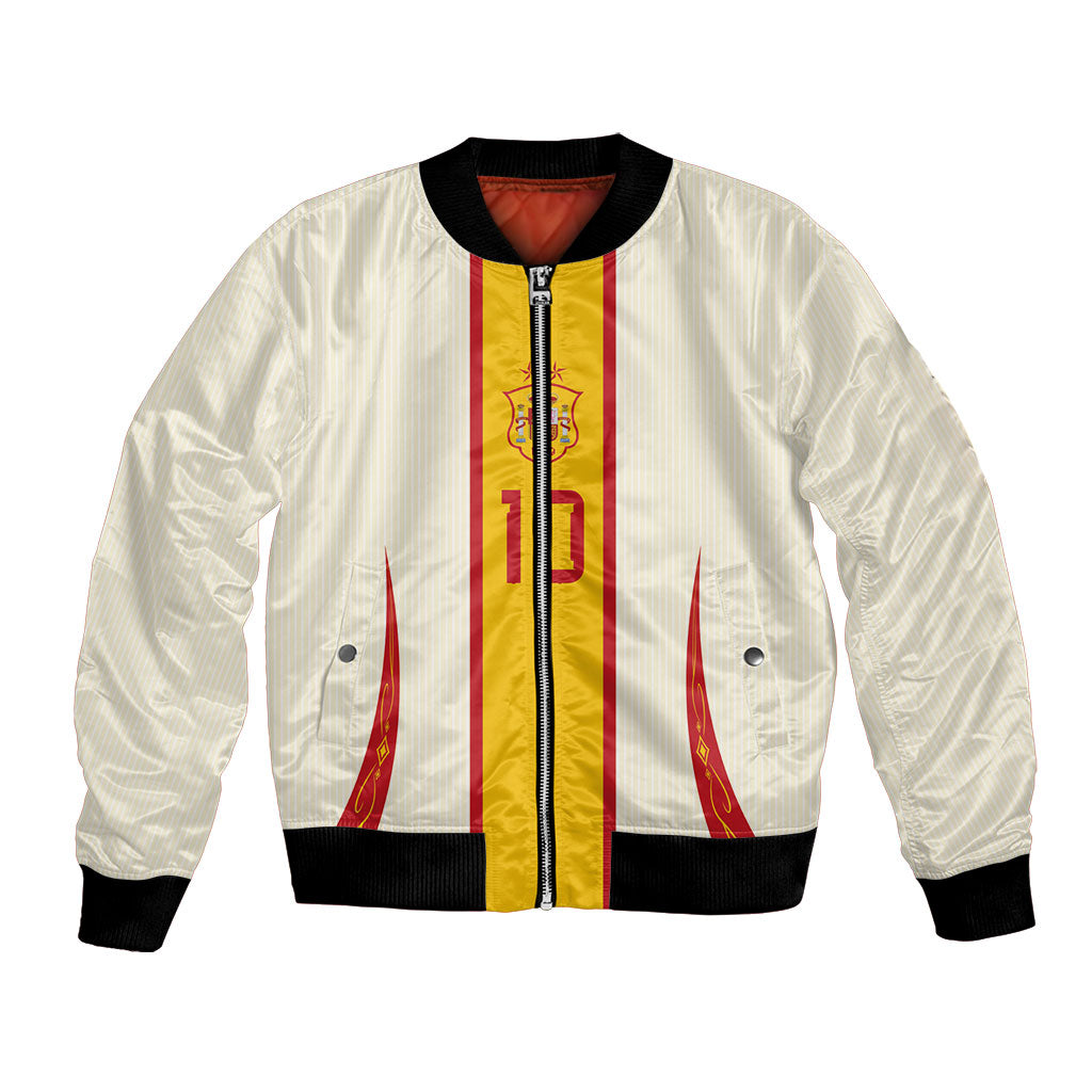 Custom Spain National Football Bomber Jacket Pinstripe Flag with Royal Crest