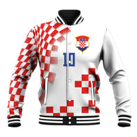 Custom Croatia National Football Baseball Jacket Dynamic Red Heritage Checkerboard Pattern