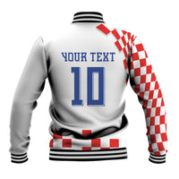 Custom Croatia National Football Baseball Jacket Dynamic Red Heritage Checkerboard Pattern