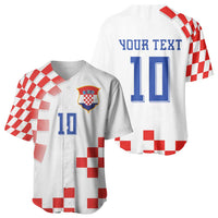 Custom Croatia National Football Baseball Jersey Dynamic Red Heritage Checkerboard Pattern